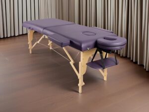 Eccellensedie Table de Massage Pliante Professionnelle - 2-Zone Bois Table Massage Portative pour Spa et Physiothérapie Tatouage (Violet)