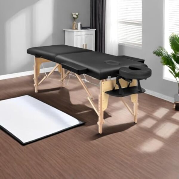 Eccellensedie Table de Massage Pliante Professionnelle - 2-Zone Bois Table Massage Portative pour Physiothérapie et Tatouage – Image 5