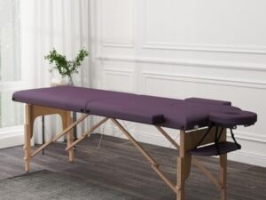 Eccellensedie Table de Massage Pliante Professionnelle - 2-Zone Bois Table Massage Portative pour Spa et Physiothérapie Tatouage (Violet)
