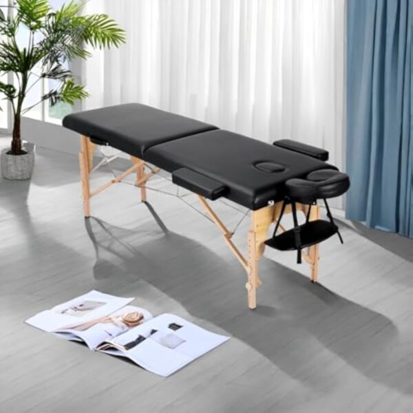 Eccellensedie Table de Massage Pliante Professionnelle - 2-Zone Bois Table Massage Portative pour Physiothérapie et Tatouage – Image 6