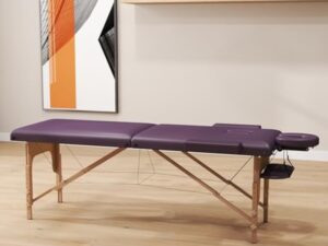 Eccellensedie Table de Massage Pliante Professionnelle - 2-Zone Bois Table Massage Portative pour Spa et Physiothérapie Tatouage (Violet)