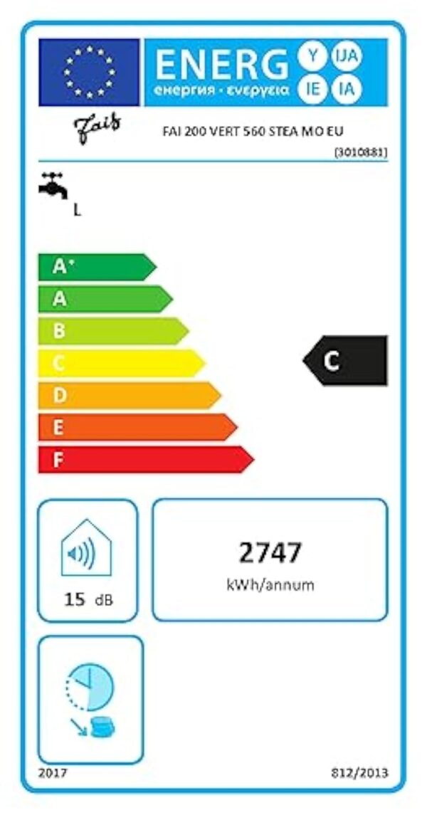 FAIS, Chauffe-Eau Électrique Vertical Mural 200 L, Stéatite, Diamètre 560 mm, Concu et Fabriqué pour être Installé en France [Classe énergétique C] – Image 3