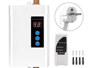 Focket Chauffe-Eau Instantané Électrique 4000W, Mini-écran Tactile LCD, Acier Inoxydable, Blanc, Chauffe-Eau sans Réservoir avec Fonction de Mémoire