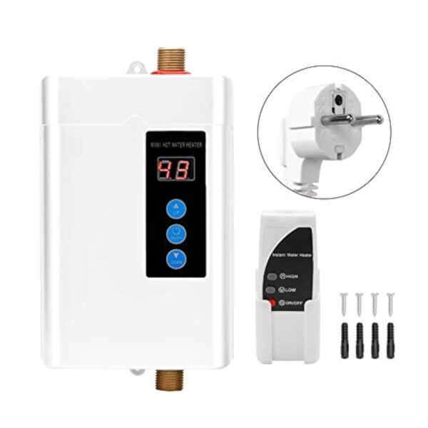 Focket Chauffe-Eau Instantané Électrique 4000W, Mini-écran Tactile LCD, Acier Inoxydable, Blanc, Chauffe-Eau sans Réservoir avec Fonction de Mémoire – Image 3