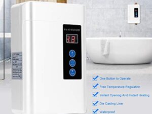 Focket Chauffe-Eau Instantané Électrique 4000W, Mini-écran Tactile LCD, Acier Inoxydable, Blanc, Chauffe-Eau sans Réservoir avec Fonction de Mémoire