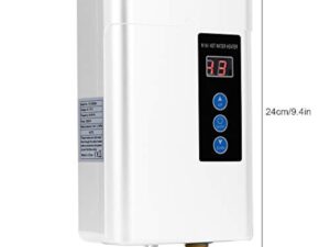 Focket Chauffe-Eau Instantané Électrique 4000W, Mini-écran Tactile LCD, Acier Inoxydable, Blanc, Chauffe-Eau sans Réservoir avec Fonction de Mémoire