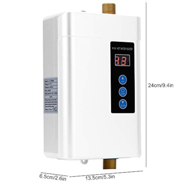 Focket Chauffe-Eau Instantané Électrique 4000W, Mini-écran Tactile LCD, Acier Inoxydable, Blanc, Chauffe-Eau sans Réservoir avec Fonction de Mémoire – Image 8