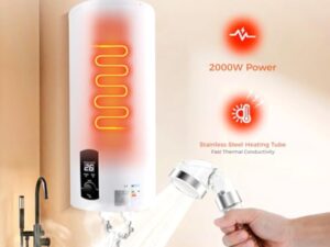 Fricienc Chauffe-eau électrique 2000 W, 60 L, vertical, moderne, blanc