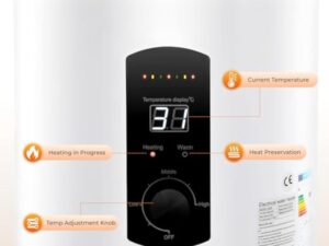 Fricienc Chauffe-eau électrique 2000 W, 60 L, vertical, moderne, blanc