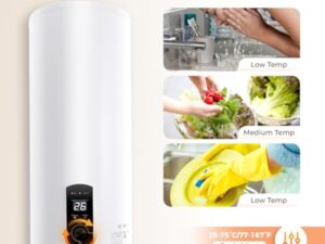 Fricienc Chauffe-eau électrique 2000 W, 60 L, vertical, moderne, blanc
