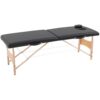 HOMCOM Table de Massage Pliante lit Table de beauté 2 Zones Portable Sac de tranport Inclus Hauteur réglable dim. 186L x 60l x 58-81H cm Bois Massif revêtement synthétique Noir