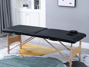 HOMCOM Table de Massage Pliante lit Table de beauté 2 Zones Portable Sac de tranport Inclus Hauteur réglable dim. 186L x 60l x 58-81H cm Bois Massif revêtement synthétique Noir