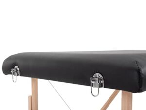 HOMCOM Table de Massage Pliante lit Table de beauté 2 Zones Portable Sac de tranport Inclus Hauteur réglable dim. 186L x 60l x 58-81H cm Bois Massif revêtement synthétique Noir