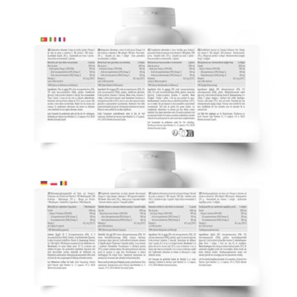HSN Oméga 3 3000mg Huile de Poisson 540mg EPA 360mg DHA par Dose Quotidienne | 180 Capsules | Avec Vitamine E | Sans Contaminants ni Oxydation | Sans Odeur ni Saveur | Non-OGM, Sans Gluten ni Lactose – Image 4