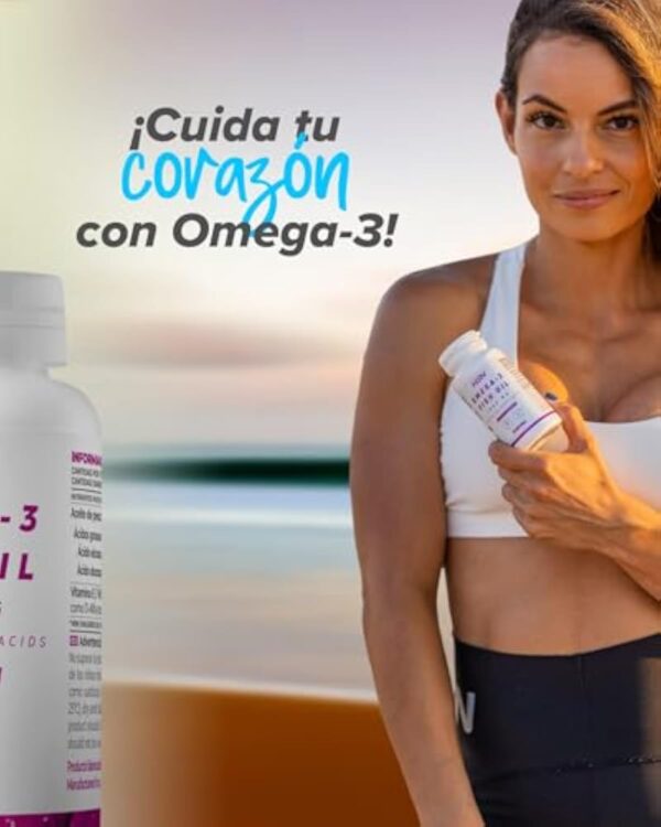 HSN Oméga 3 3000mg Huile de Poisson 540mg EPA 360mg DHA par Dose Quotidienne | 180 Capsules | Avec Vitamine E | Sans Contaminants ni Oxydation | Sans Odeur ni Saveur | Non-OGM, Sans Gluten ni Lactose – Image 8