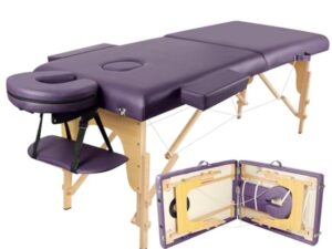 Higliocas Table de massage portable pour cils – Lit de massage pliable en bois à 2 zones avec sac tissé pour tatouage, épilation à la cire, spa et physiothérapie