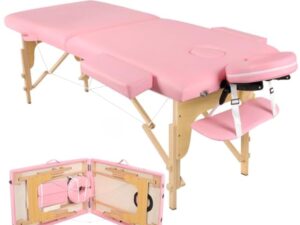 Higliocas Table de Massage Pliante Esthetique: 2 Zones Bois Lit de Massage pour Physiothérapie Tatouage et Spa