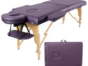 Higliocas Table de massage pliable cosmétique : 2 zones en bois - Table de massage mobile pour physiothérapie et tatouage