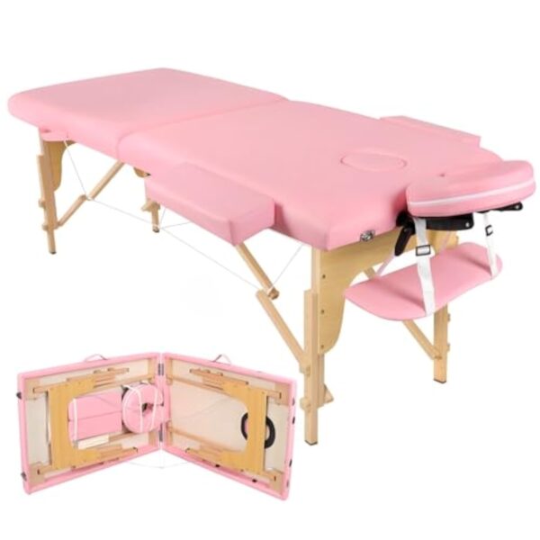 Higliocas Table de Massage Pliante Esthetique: 2 Zones Bois Lit de Massage pour Physiothérapie Tatouage et Spa – Image 2