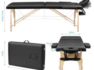 Higliocas Table de massage pliable cosmétique : 2 zones en bois Table de massage mobile Lit de massage pour physiothérapie et tatouage