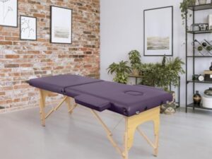 Higliocas Table de massage pliable cosmétique : 2 zones en bois - Table de massage mobile pour physiothérapie et tatouage