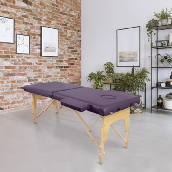 Higliocas Table de massage pliable cosmétique : 2 zones en bois - Table de massage mobile pour physiothérapie et tatouage – Image 3
