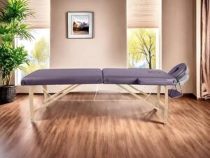 Higliocas Table de massage portable pour cils – Lit de massage pliable en bois à 2 zones avec sac tissé pour tatouage, épilation à la cire, spa et physiothérapie
