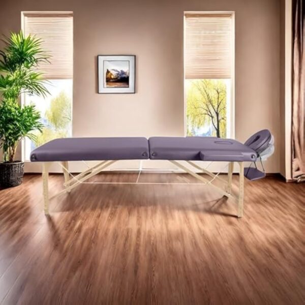 Higliocas Table de massage portable pour cils – Lit de massage pliable en bois à 2 zones avec sac tissé pour tatouage, épilation à la cire, spa et physiothérapie – Image 3