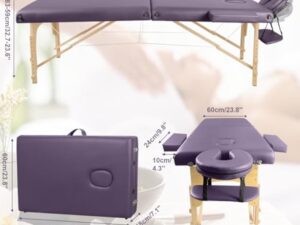 Higliocas Table de massage pliable cosmétique : 2 zones en bois - Table de massage mobile pour physiothérapie et tatouage
