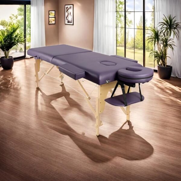 Higliocas Table de massage portable pour cils – Lit de massage pliable en bois à 2 zones avec sac tissé pour tatouage, épilation à la cire, spa et physiothérapie – Image 4