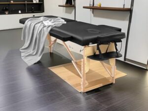 Higliocas Table de massage pliable cosmétique : 2 zones en bois Table de massage mobile Lit de massage pour physiothérapie et tatouage