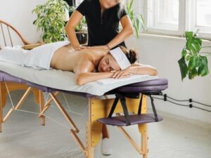 Higliocas Table de massage pliable cosmétique : 2 zones en bois - Table de massage mobile pour physiothérapie et tatouage