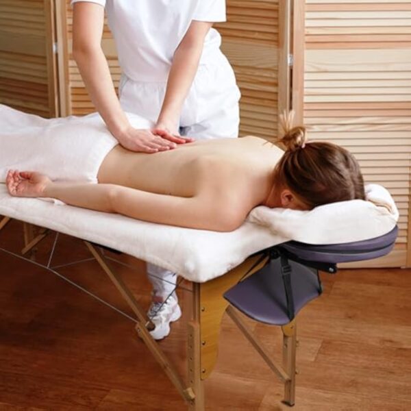 Higliocas Table de massage portable pour cils – Lit de massage pliable en bois à 2 zones avec sac tissé pour tatouage, épilation à la cire, spa et physiothérapie – Image 5