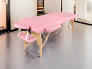 Higliocas Table de Massage Pliante Esthetique: 2 Zones Bois Lit de Massage pour Physiothérapie Tatouage et Spa