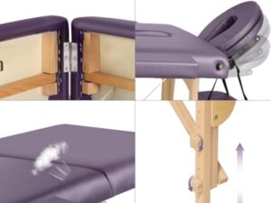 Higliocas Table de massage pliable cosmétique : 2 zones en bois - Table de massage mobile pour physiothérapie et tatouage