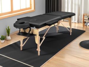 Higliocas Table de massage pliable cosmétique : 2 zones en bois Table de massage mobile Lit de massage pour physiothérapie et tatouage