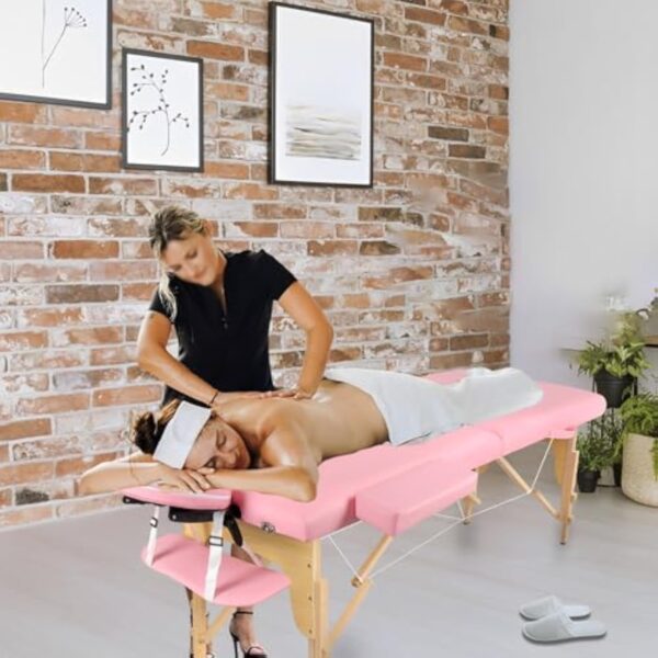 Higliocas Table de Massage Pliante Esthetique: 2 Zones Bois Lit de Massage pour Physiothérapie Tatouage et Spa – Image 7