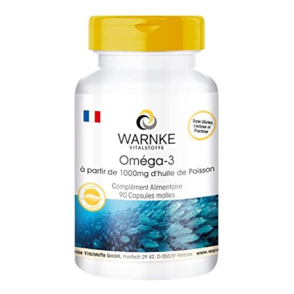 Huile de Poisson 1000mg - 90 gélules molles - 30% d'Omega 3 (EPA et DHA) | Warnke Vitalstoffe - Qualité des pharmacies allemandes – Image 2