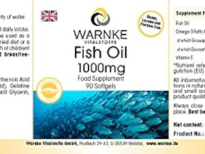 Huile de Poisson 1000mg - 90 gélules molles - 30% d'Omega 3 (EPA et DHA) | Warnke Vitalstoffe - Qualité des pharmacies allemandes