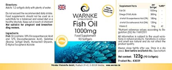 Huile de Poisson 1000mg - 90 gélules molles - 30% d'Omega 3 (EPA et DHA) | Warnke Vitalstoffe - Qualité des pharmacies allemandes – Image 4