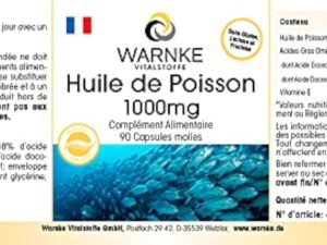 Huile de Poisson 1000mg - 90 gélules molles - 30% d'Omega 3 (EPA et DHA) | Warnke Vitalstoffe - Qualité des pharmacies allemandes