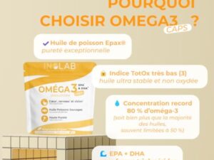 INOLAB Omega 3 DHA EPA EPAX I Huile de Poisson Sauvage ultra concentrée = 80% EPA/DHA I Oméga 3 faible indice Totox.