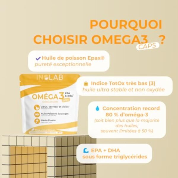 INOLAB Omega 3 DHA EPA EPAX I Huile de Poisson Sauvage ultra concentrée = 80% EPA/DHA I Oméga 3 faible indice Totox. – Image 5