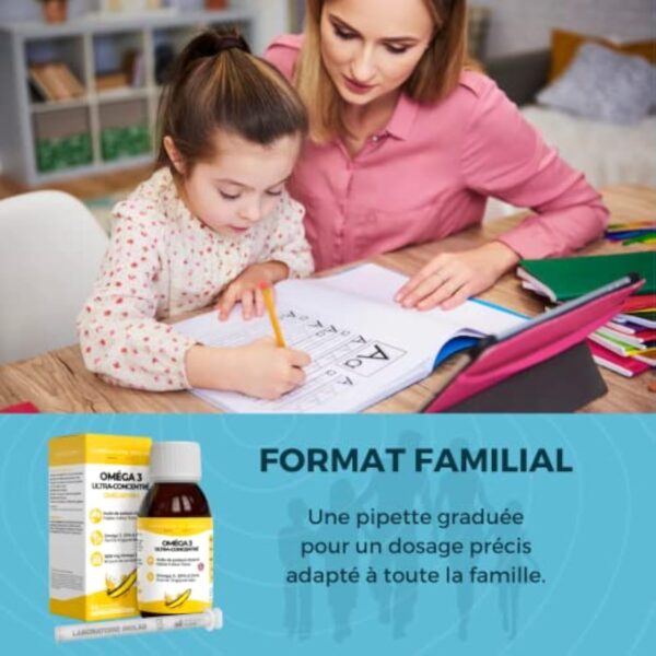 INOLAB Omega 3 Huile poisson sauvage 2297mg ultra concentrée DHA EPA/Format Economique/Enfants & adultes (Pipette graduée) 2 à 10 mois/Qualité pureté Epax®, faible indice Totox/goût Citron naturel – Image 5
