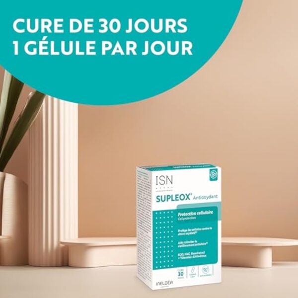 ISN - Supleox® Antioxydant - A base de Resvératrol, NAC, SOD, vitamines C & E - Aide à protéger les cellules contre le stress oxydatif - Cure 30 jours – Image 6