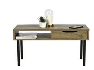 Iris Ohyama, Table de Salon, Table basse avec rangements, tiroir, Compartiment Ouvert/Pieds long avec protection, Contemporain, Bureau, Chambre - Center table - WCT-800 - Marron cendré