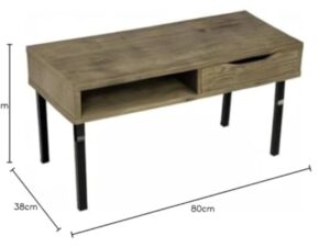 Iris Ohyama, Table de Salon, Table basse avec rangements, tiroir, Compartiment Ouvert/Pieds long avec protection, Contemporain, Bureau, Chambre - Center table - WCT-800 - Marron cendré