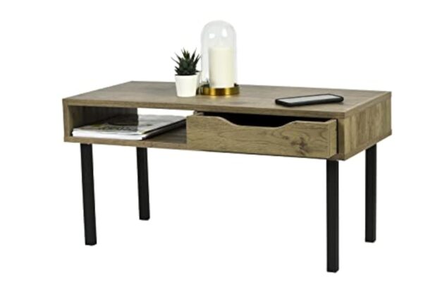 Iris Ohyama, Table de Salon, Table basse avec rangements, tiroir, Compartiment Ouvert/Pieds long avec protection, Contemporain, Bureau, Chambre - Center table - WCT-800 - Marron cendré – Image 5