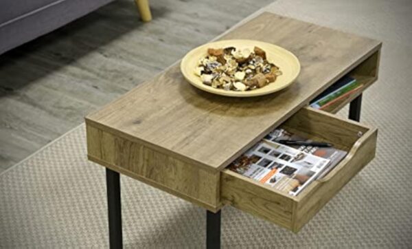 Iris Ohyama, Table de Salon, Table basse avec rangements, tiroir, Compartiment Ouvert/Pieds long avec protection, Contemporain, Bureau, Chambre - Center table - WCT-800 - Marron cendré – Image 6