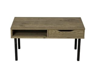 Iris Ohyama, Table de Salon, Table basse avec rangements, tiroir, Compartiment Ouvert/Pieds long avec protection, Contemporain, Bureau, Chambre - Center table - WCT-800 - Marron cendré